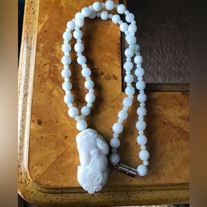 Natural Jade Sterling Silver Dragon Necklace